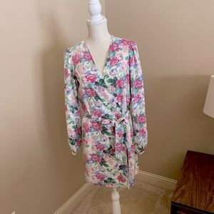 WAYF floral sequin wrap dress